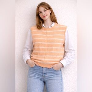 Universal Thread Peach and White Striped Crewneck Sweater